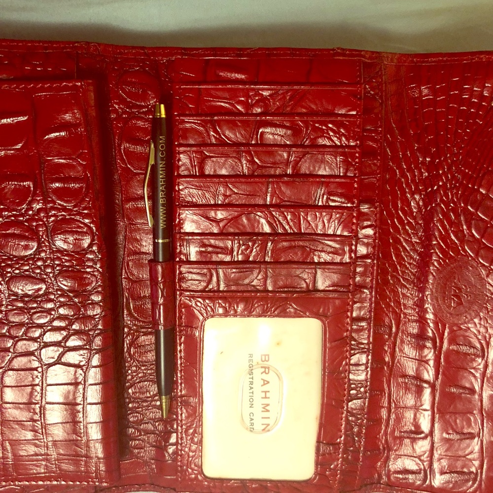 Brahmin checkbook tri-fold wallet w/zipper pocket